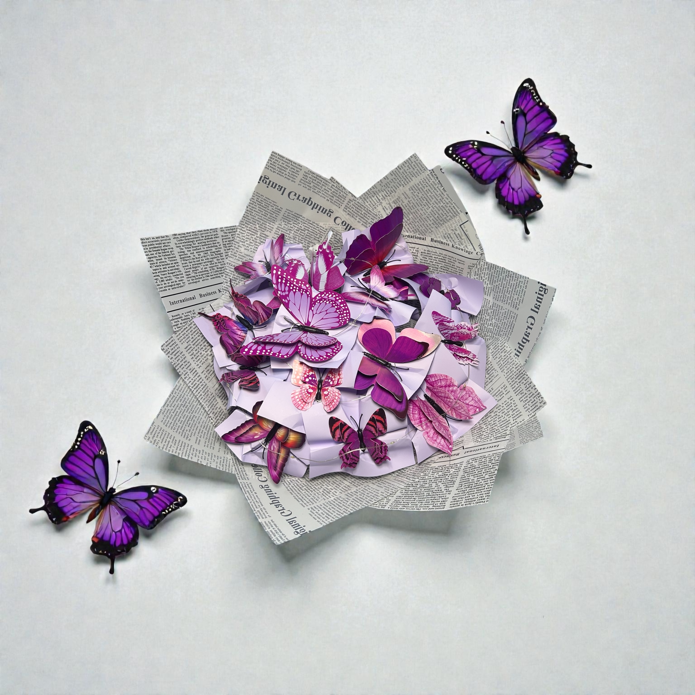 Işıklı Gazete Detay Mor Kelebek Buketi 2