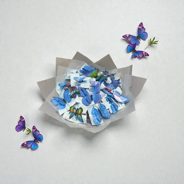 Işıklı Mavi Kelebek Buketi