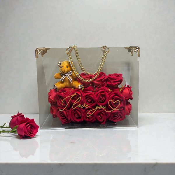 Pleki Işıklı Yapay Gül Çanta