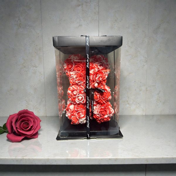 Yapay Gül Detaylı Ayıcık Kırmızı