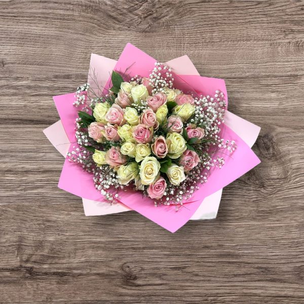 Pembe Beyaz Gül Buketi